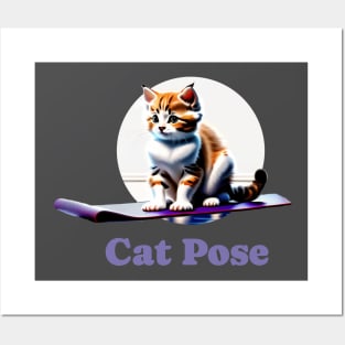 Cute kitten in the cat yoga pose Posters and Art